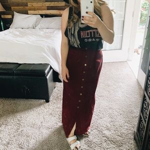 Vintage cotton denim button front maxi skirt